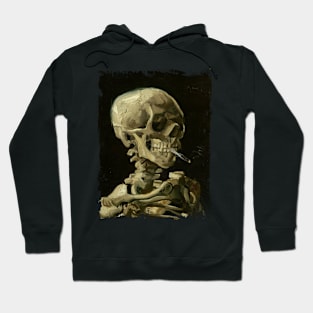 Vincent Van gogh skeleton with burning cigarette Hoodie